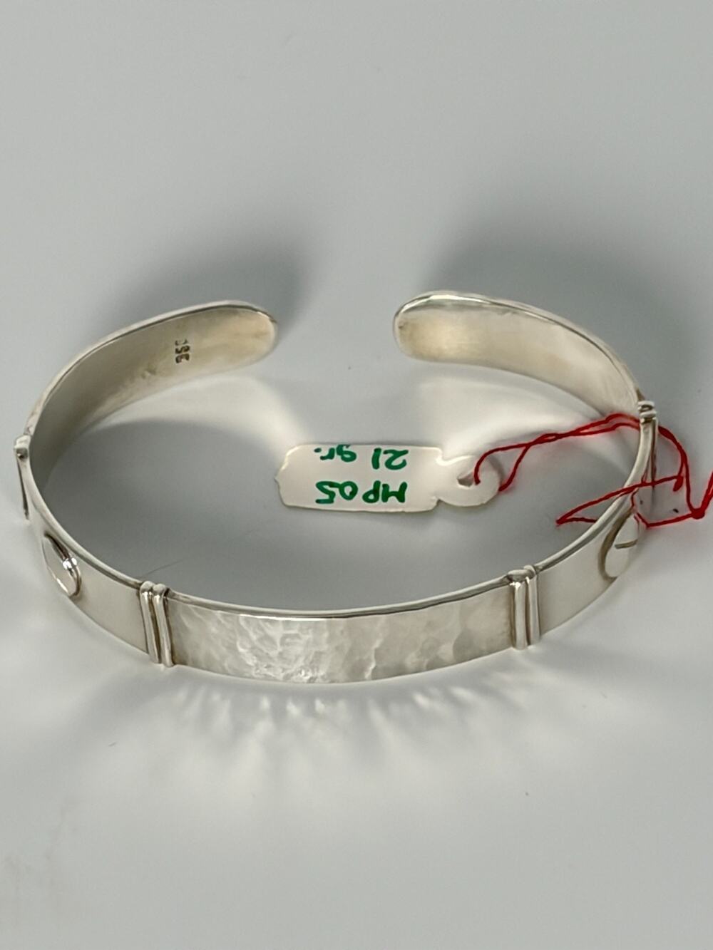 Peru 950 Fine Silver Single Band Cuff Bracelet Artisan Geometric Bangle 21g